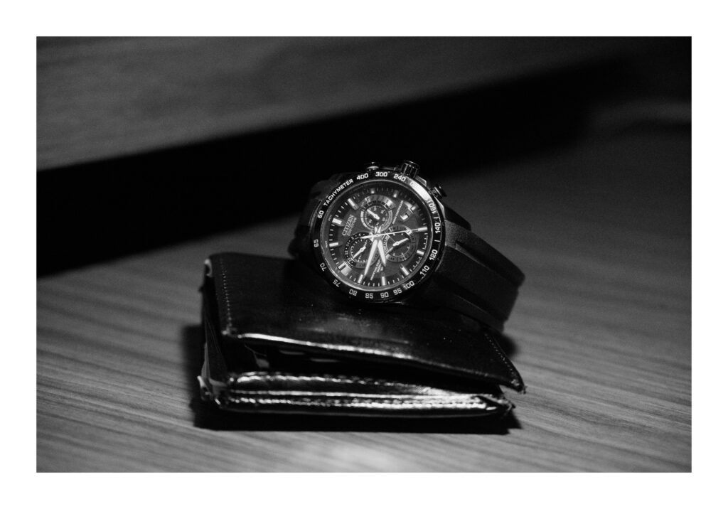 Still life photograph in black and white