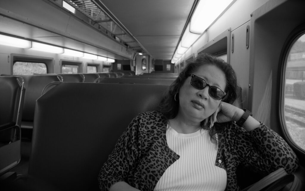 Portrait photograph in black and white